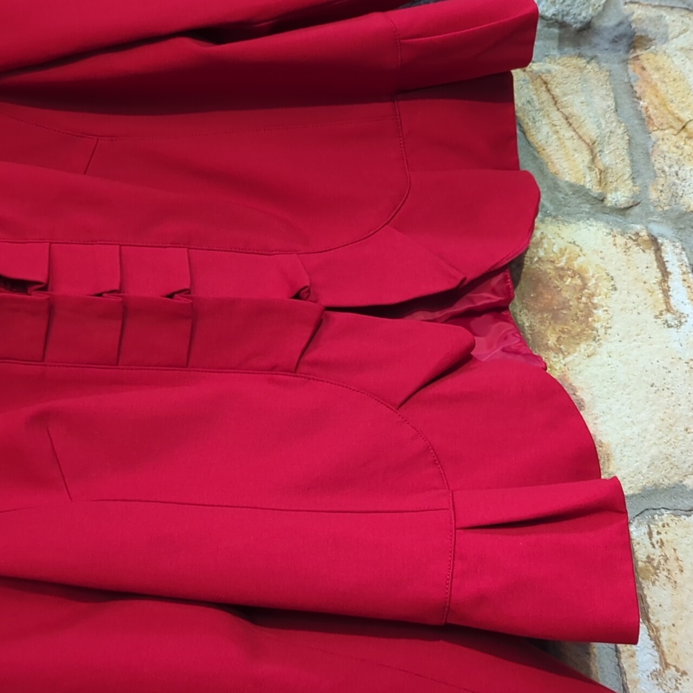 INC Opulent Glamorous Red Ruffled Jacket - Picture 3 of 11